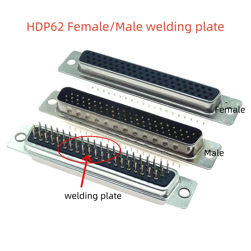 5PCS Gold Plated Needle HDP62 Female Male CONNECTOR DP62 DB62 D-Sub Harpoon Gold Plated Straight Foot Plug Board Solder Plate