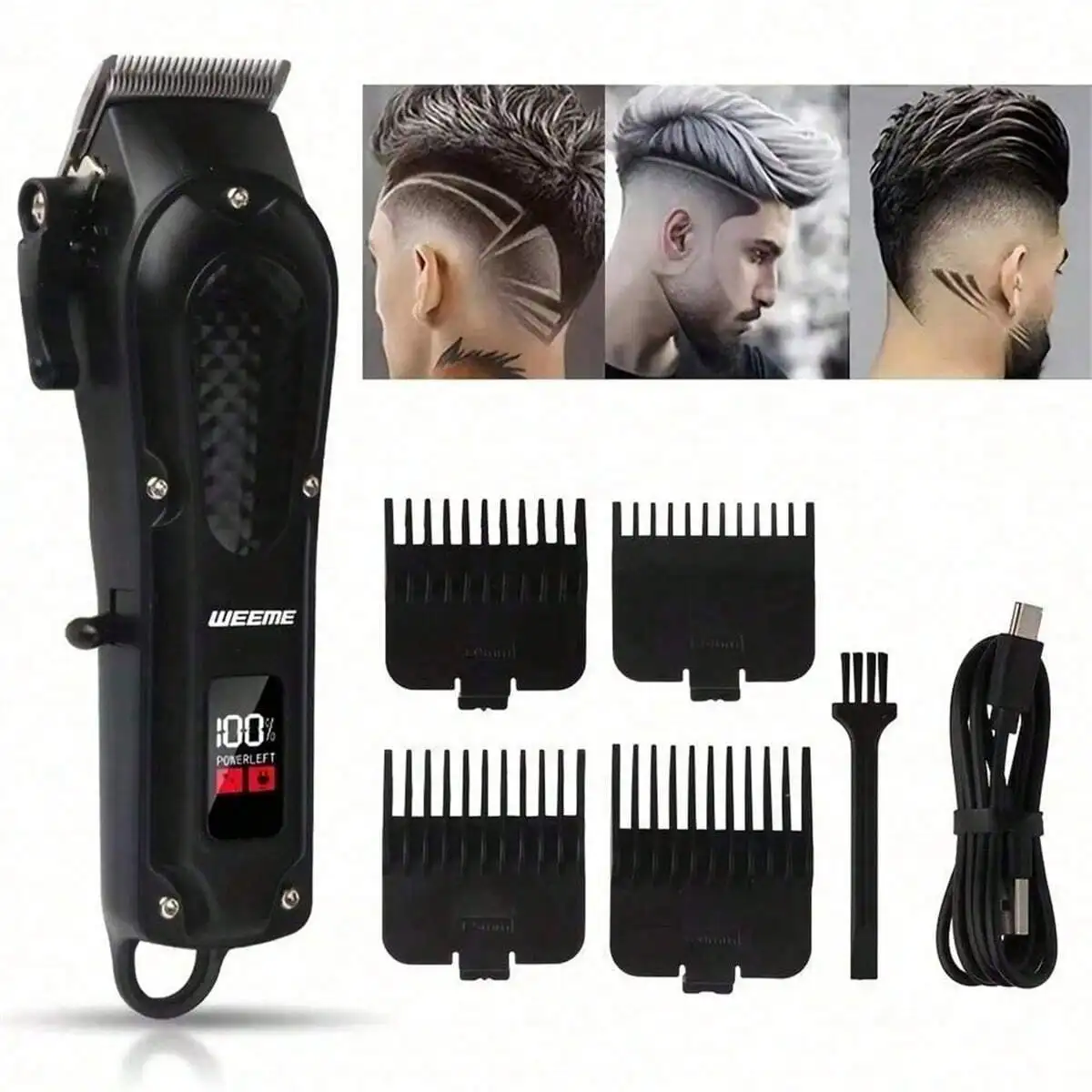Tagliacapelli e regolabarba professionali ricaricabili tramite USB, senza fili, regalo ideale per uomo