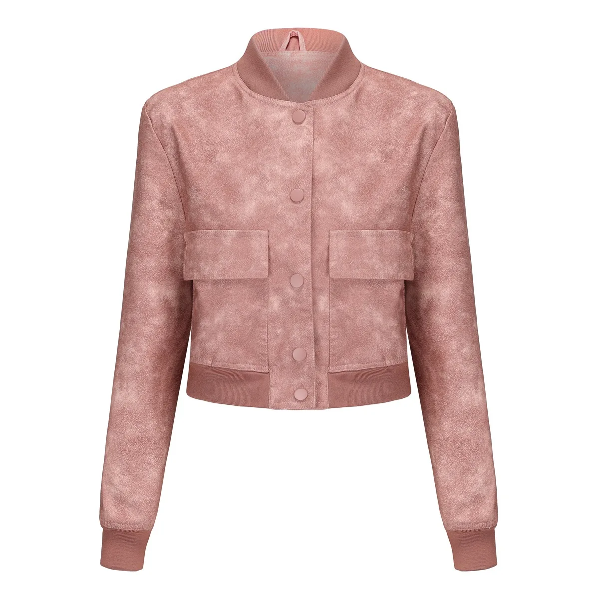 Lockere Strickjacke, Freizeitjacke, modische gerippte Schrumpflederjacke für Damen