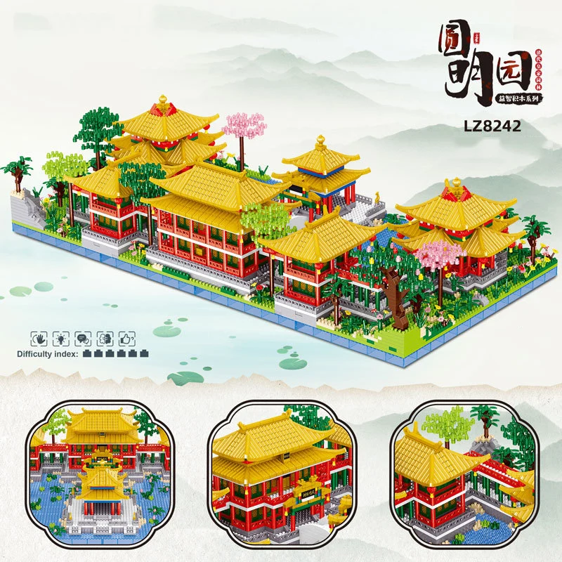 Weltberühmte historische Architektur Micro Diamond Block China Old Summer Palace Square Pot Scenic Spot Bricks Nanoblock Toys