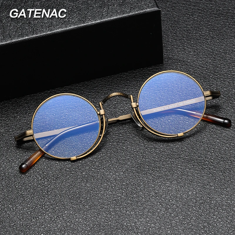 Vintage Pure Titanium Eyeglasses Frame Men Round Prescription Myopia Optical Glasses Frame Women Luxury Brand Spectacles Eyewear