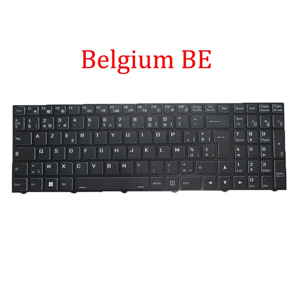 

Laptop Colourful Backlit Keyboard For CVM19N2600J4302 6-80-X17S3-190-1 Belgium BE With Black Frame New