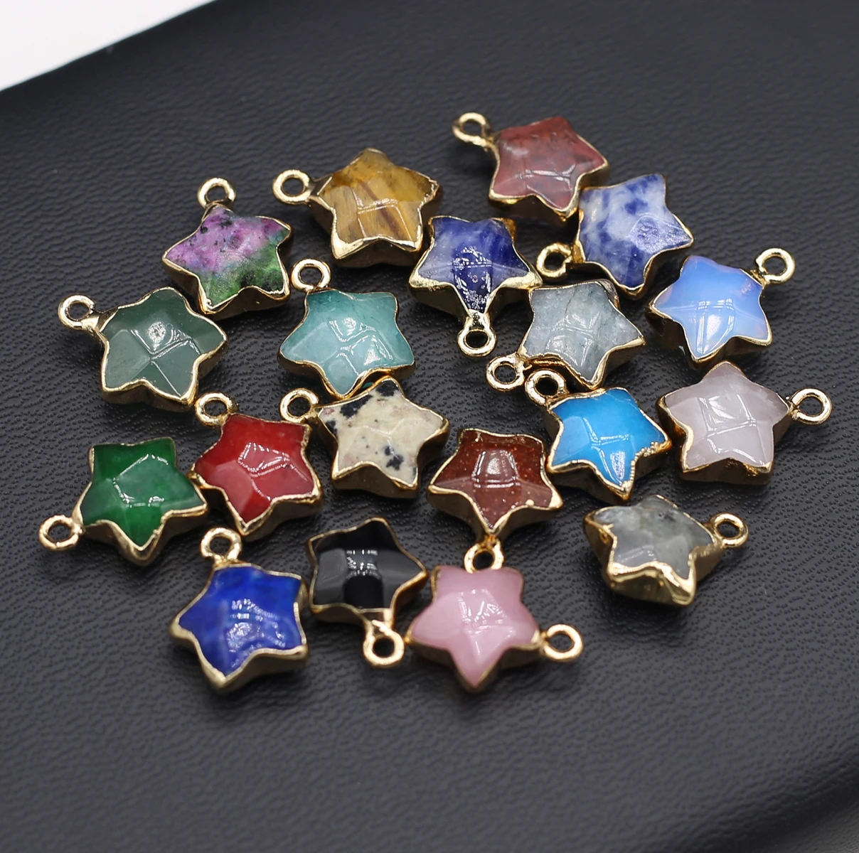 5pcs Natural Stone Small Pendant Star-shaped Tiger Eye Agate Labradorite Charms for Women DIY Earring Bracelet Making Jewelry