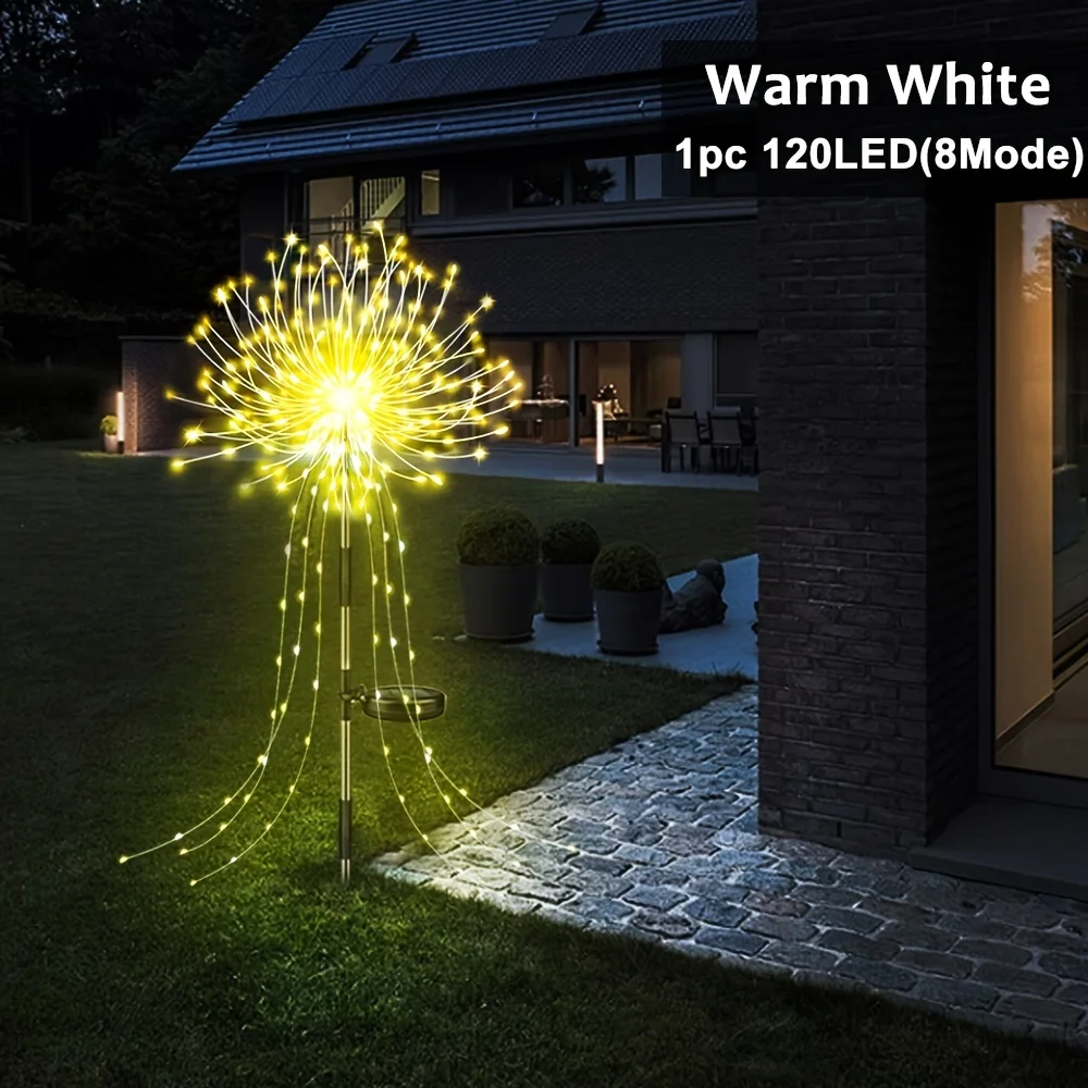 

1pc Outdoor Solar Firework Light Waterproof Outdoor 8 Mode Party Ambiance Fairytale Lamp for Christmas Garden Patio Balcony Yard