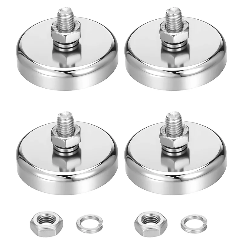 4/10/16 packs 48mm super strong neodymium circular magnets with M8 external thread nuts and bolts, used for lighting cameras