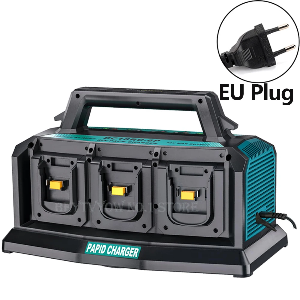 Beytvyow 6-poorten Rapid Meanwhile Multi-batterijladerstation Snelle oplader Compatibel met Makita 14,4/18V-batterijen Power Tool