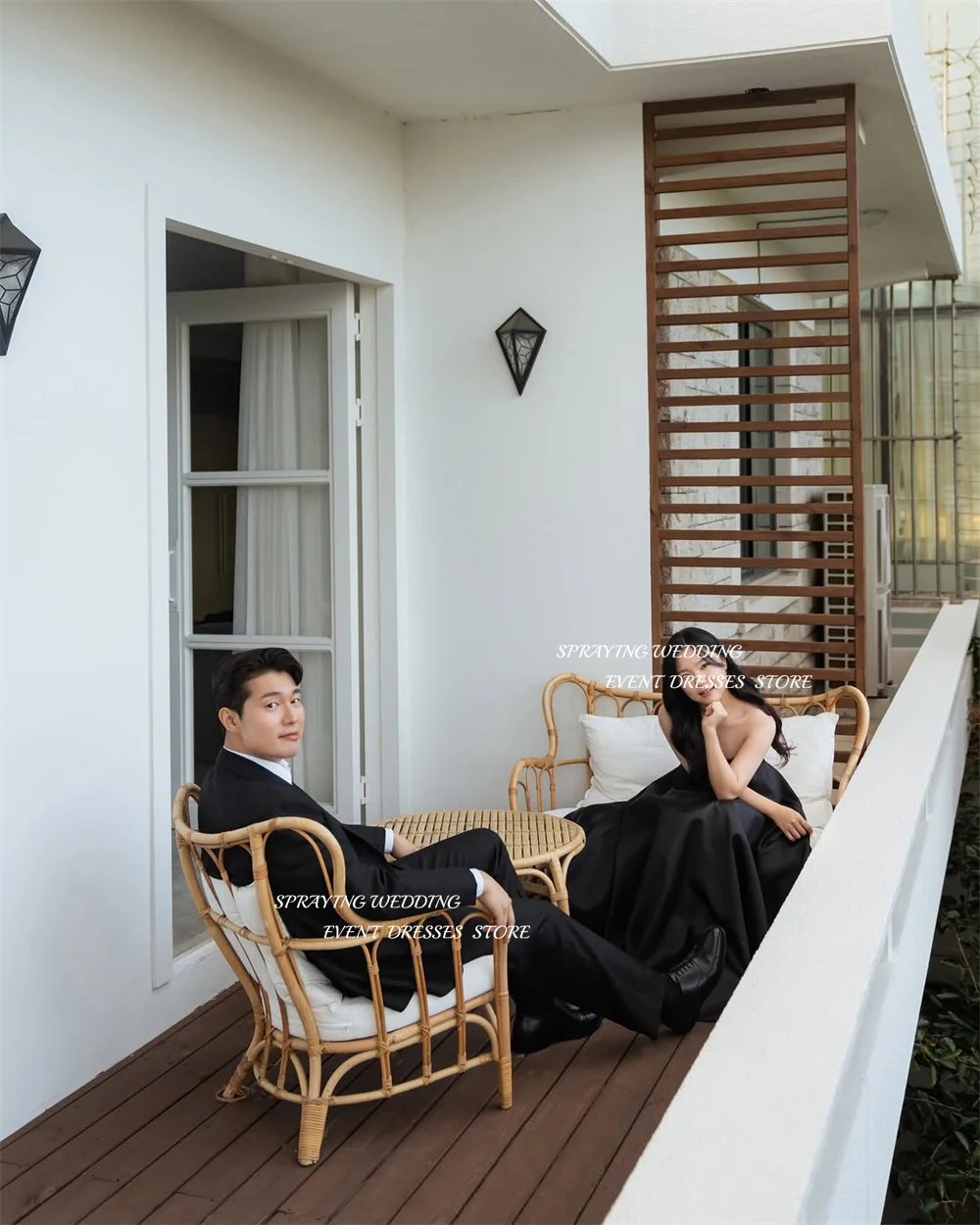 SPRAYING – robe de soirée en Satin noir Simple, robe de mariée coréenne, séance Photo, sans bretelles, ligne A, longue, Corset, fête de mariée, personnalisée