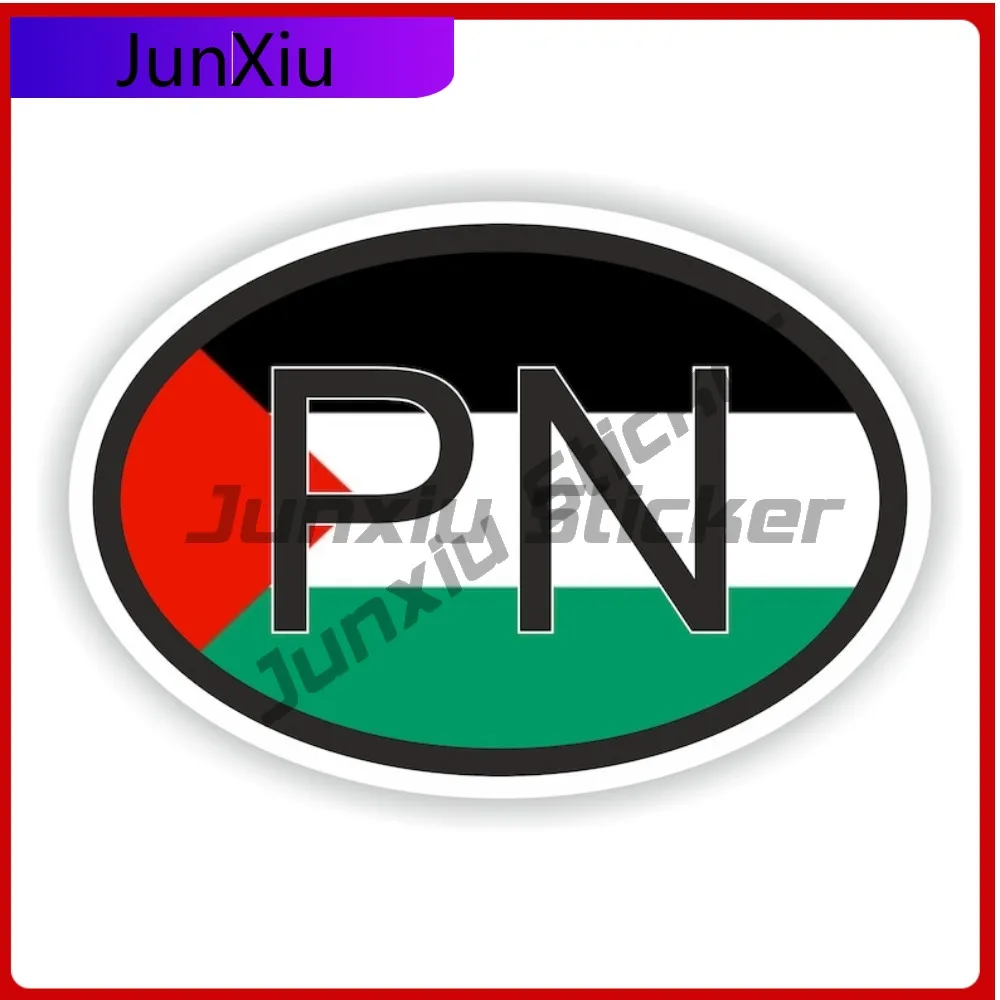 

Palestine Oval Country Code Pn Flag National Emblem With White Border Vinyl Decals Scratch Cover Exterior Motorcycle Cars Bumpe