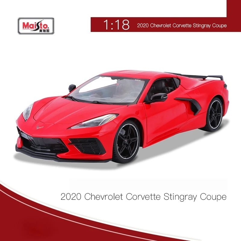 Maisto 1:18 2020 Chevrolet Corvette Stingray Coupe Grey Simulation Alloy Sports Car Model Collection Ornament Toy Boy Gift