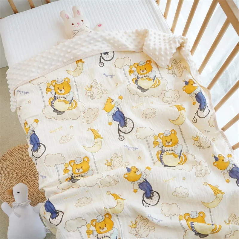 Kangobaby #My Soft Life# New Autumn Winter Muslin Cotton Bubble Fleece Baby Swaddle Blanket Newborn Bath Towel Infant Quilt