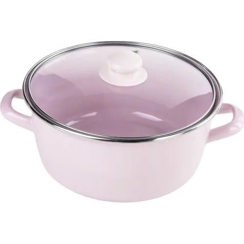 Emsan Pastel Enamel 24 Cm Fry pot Pink