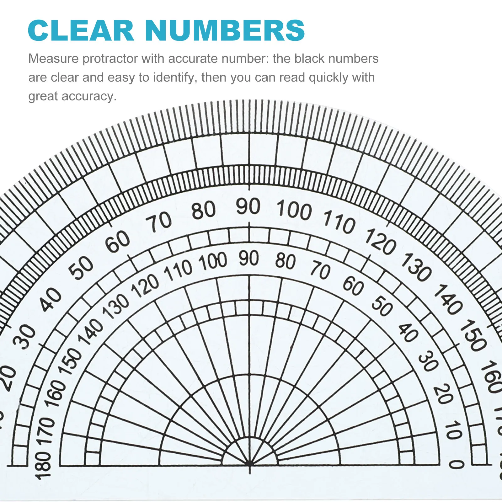 50Pcs Clear Plastic Protractor Geometry Angle Measurement Tool 180 Degree for Student Office School Supplies Protractor