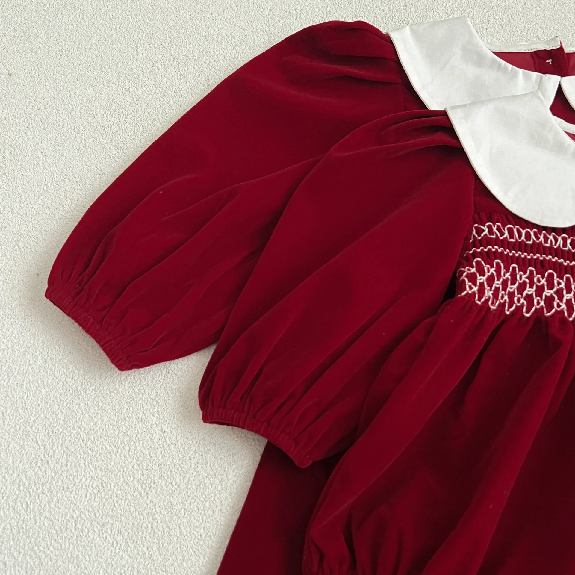 Infant Kinder Baby Mädchen Langarm Süße Einfarbig Schwestern Kleid Neugeborene Baby Mädchen Puppe Kragen Prinzessin Kleidung Strampler – Detail 15