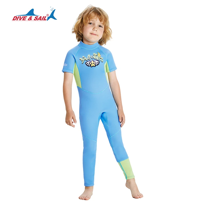 Kids 2.5mm Short Sleeve One Piece Wetsuit Full Body Diving Suit Neoprene Back Zip Thermal Swimsuit Toddler/Junior/Youth