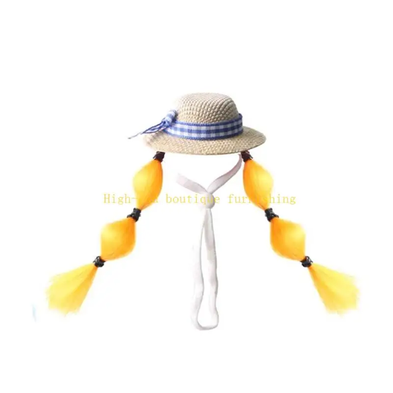 L9NB Mini Animal Gathering Hat For Parrots And Hamsters Straw Fibers Decorative Props