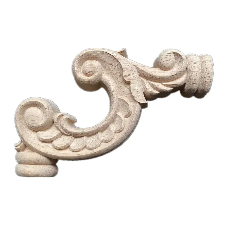 15cm Vintage Wood Carved Corner Onlay Applique Frame Door Decorate Wall Furniture Decorative Figurines Wooden Miniatures