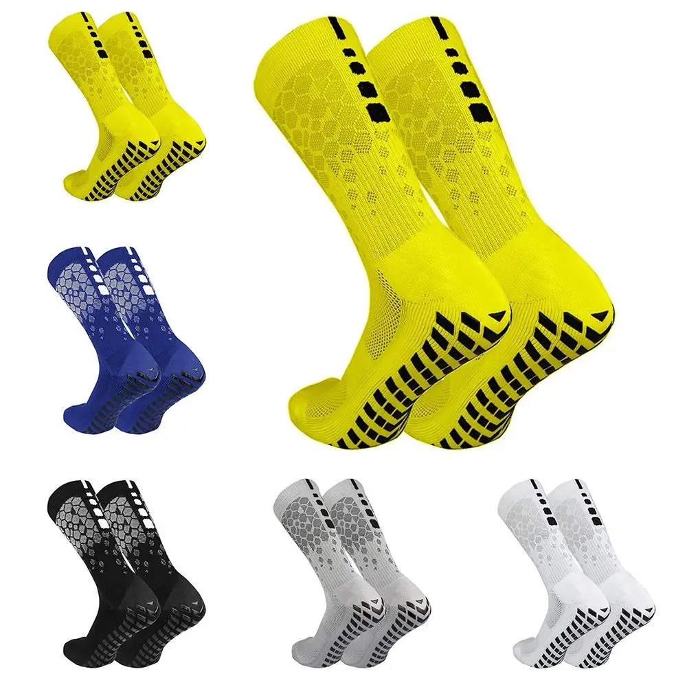 

Fashion Anti-slip Soccer Socks Honeycomb Mesh Mid-Calf Football Socks Breathable with Silicone Grip Athletic Socks for Gym Yoga