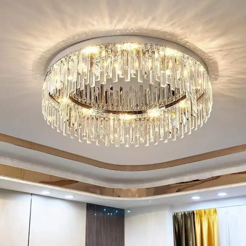 

Modern Round Luxury Crystal Led Ceiling Lamps Minimalist Living Room Decor Chandelier Bedroom Whole House Indoor Lighting Home