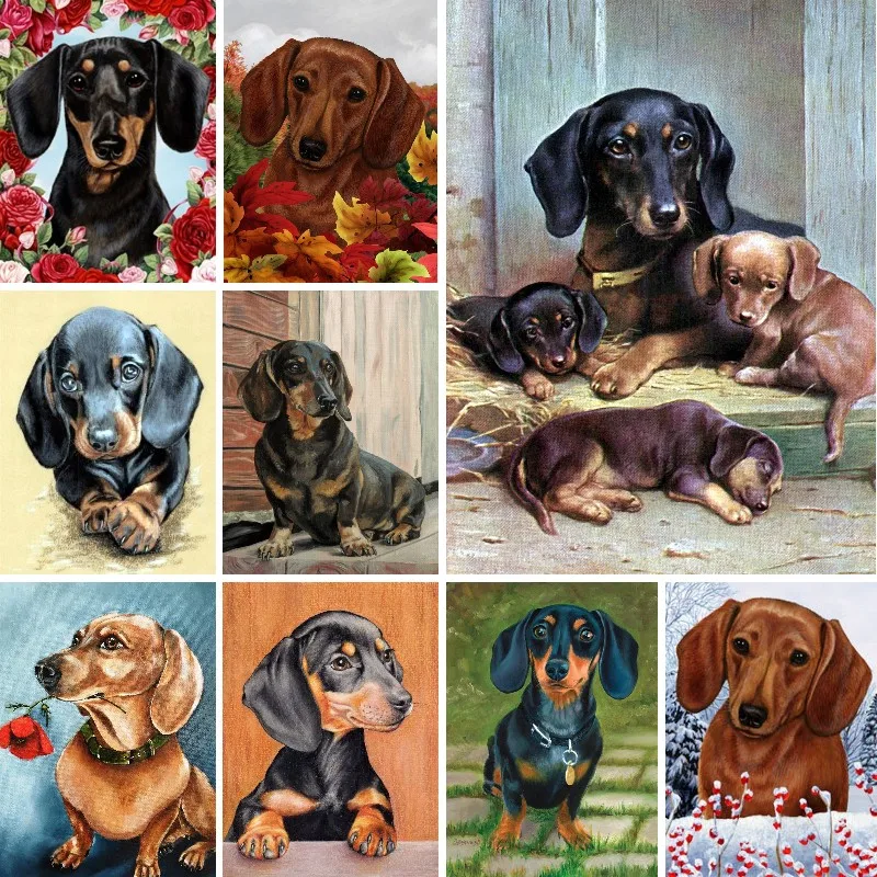 

Dachshund Dog Brown Diamond Painting Rhinestones Full Square Round Drill Diamond Embroidery Mosaic Cute Puppy Cross Stitch Art