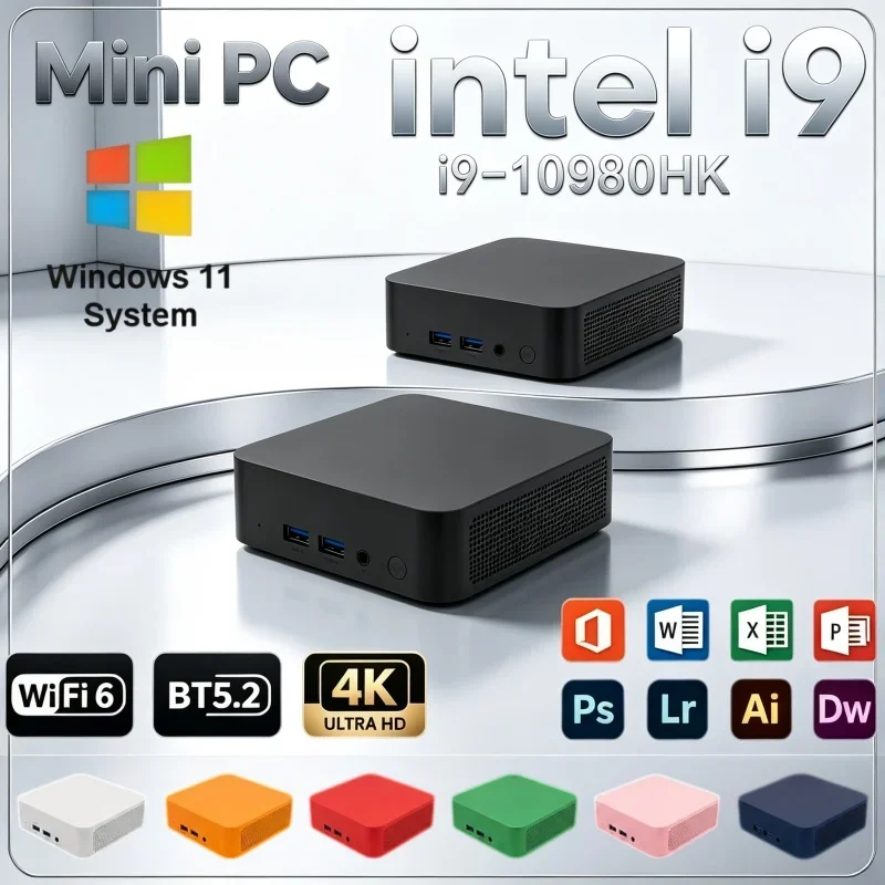 windows-11搭載、コンパクトなミニデスクトップpc。cpuはi9-10980hk、メモリ16gb、ssd-2tb、wi-fi-6、bluetooth-52、4k-uhd対応。家庭でのエンターテイメントやオフィスでの使用に最適。
