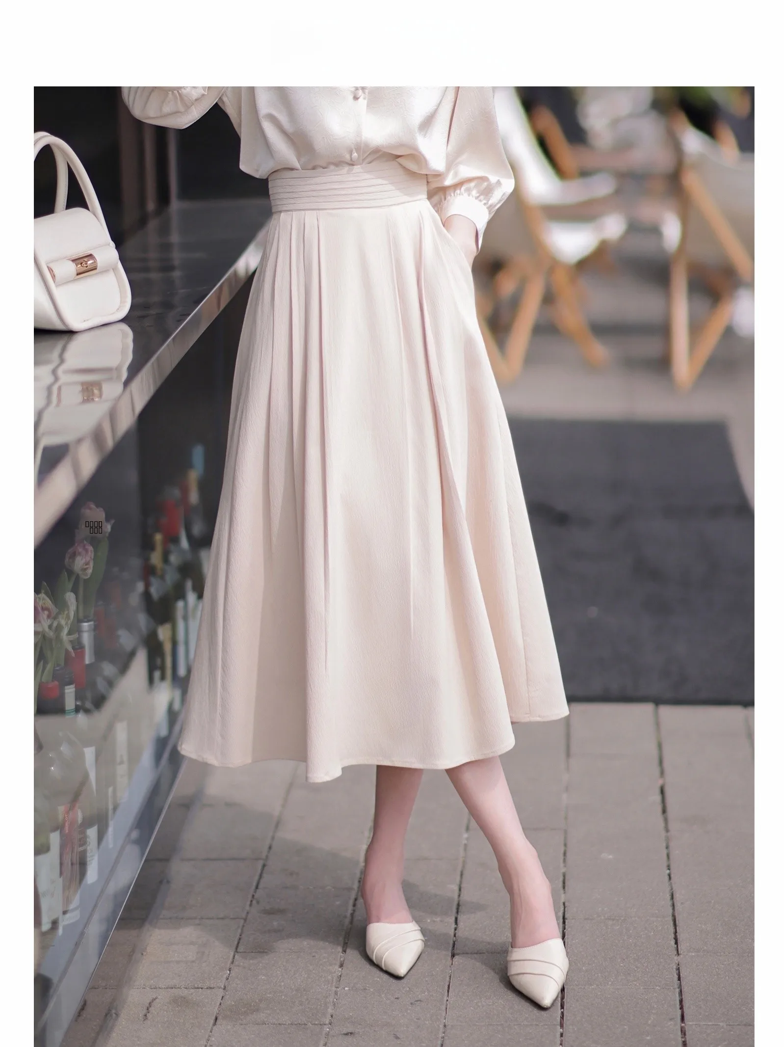 

Юбка Zhaodaxi: Простая симметричная плиссированная юбка А-силуэта миди из смесового полиэстера, весенняя коллекция