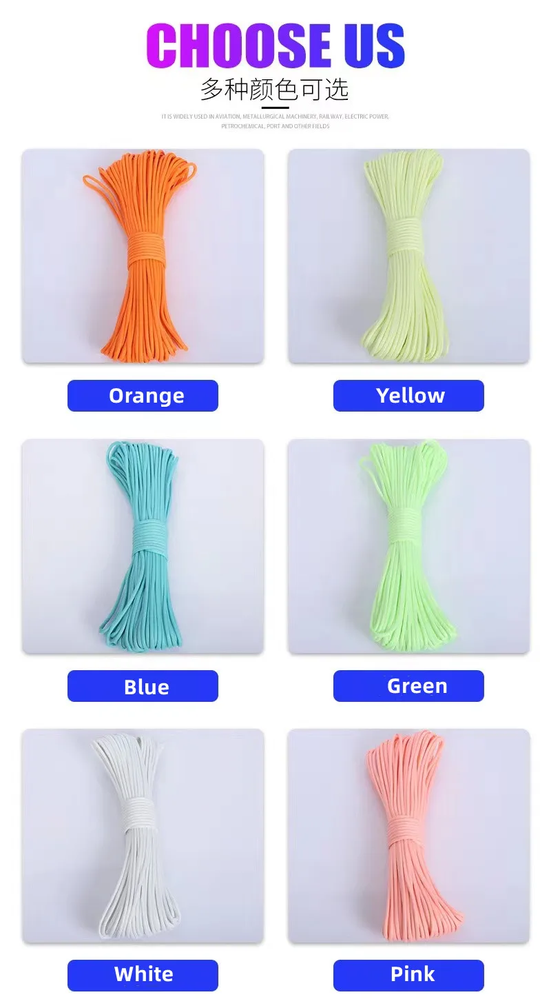 50 M/100 M Durchmesser 4mm 9 Strang Kern Paracord Multi Outdoor Paracord Leuchtende Regenschirm Seil Outdoor Camping zelt Seil Klettern Sicherheit – Detail 4