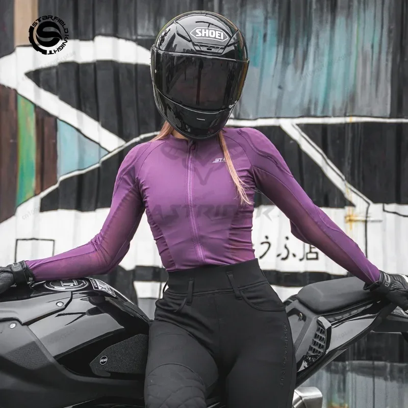 

Summer Breathable Motorcycle Jacket Women Tight Moto Body Armor Clothing Female Biker Jacket CE Motorbike Protective Gear