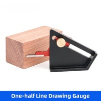 Carpenter takes half of the line, cuts it with a ruler, saws the tenon and mortise, and cuts it with a solid wood cutting tool