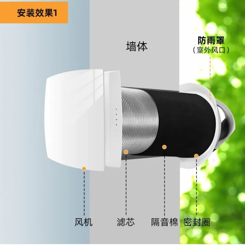 Wall-through Integrated Silent Exhaust Fan Exhaust Fan Window Wall-mounted Fresh  System Household Ventilation