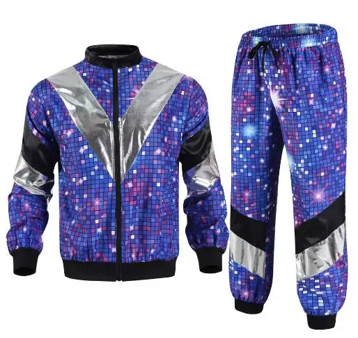 Jaren '80 Jaren '90 Verkleedkostuums voor mannen Koppels Stag Do Outfit Verkleedkostuum Hip Hop Retro Trainingspak Volwassen Jas Broek