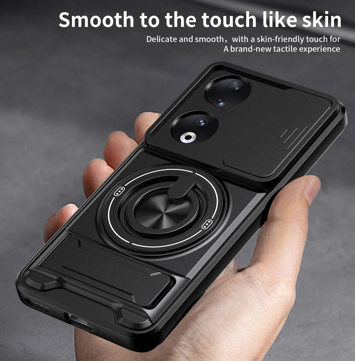 Ringhalter-Hülle für Huawei Honor 90 5G, magnetischer Ständer, Linsenschutz, Schutzhülle für Honor 90 Lite, stoßfeste Handyhülle. – Detail 9