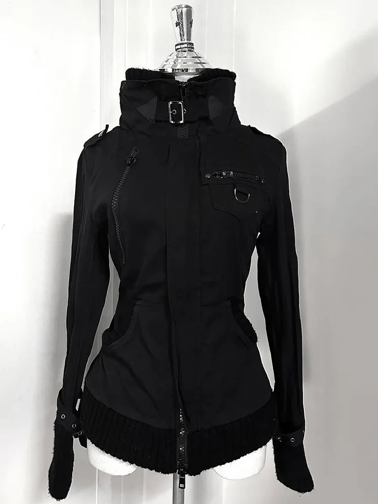 Original American Retro Bla Sweatirt Jaet Y2K Faion Design Versatile Unique Top Autumn Season Women's ort Outerwear