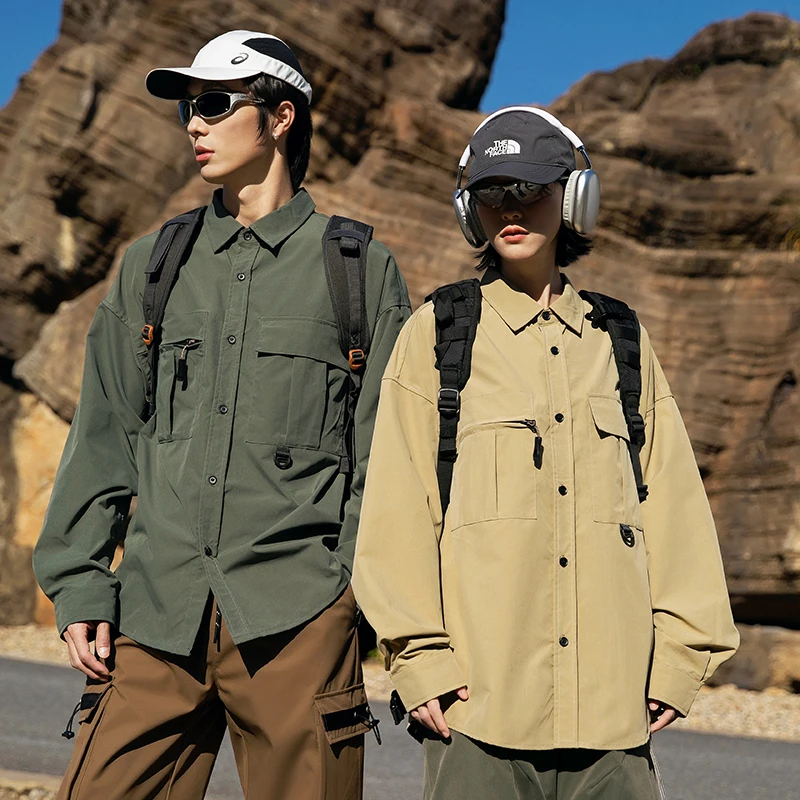 Unisex Outdoor Techwear Shirt – Quick-Dry & Ripstop Utility Button-Up for Hiking, Camping & Street Style