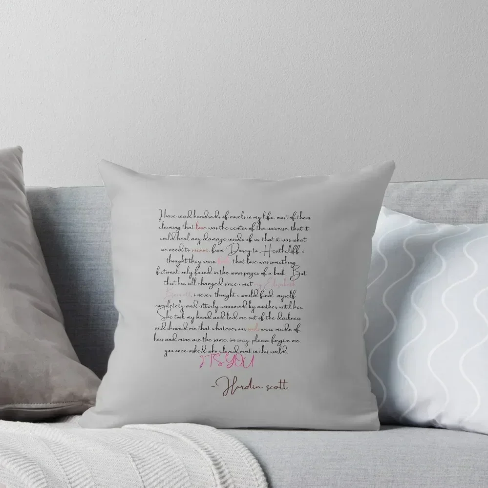 

Hardin Scott's Letter to Tessa Throw Pillow Cusions Cover Anime Pillowcases Cushion Covers Sofa pillow