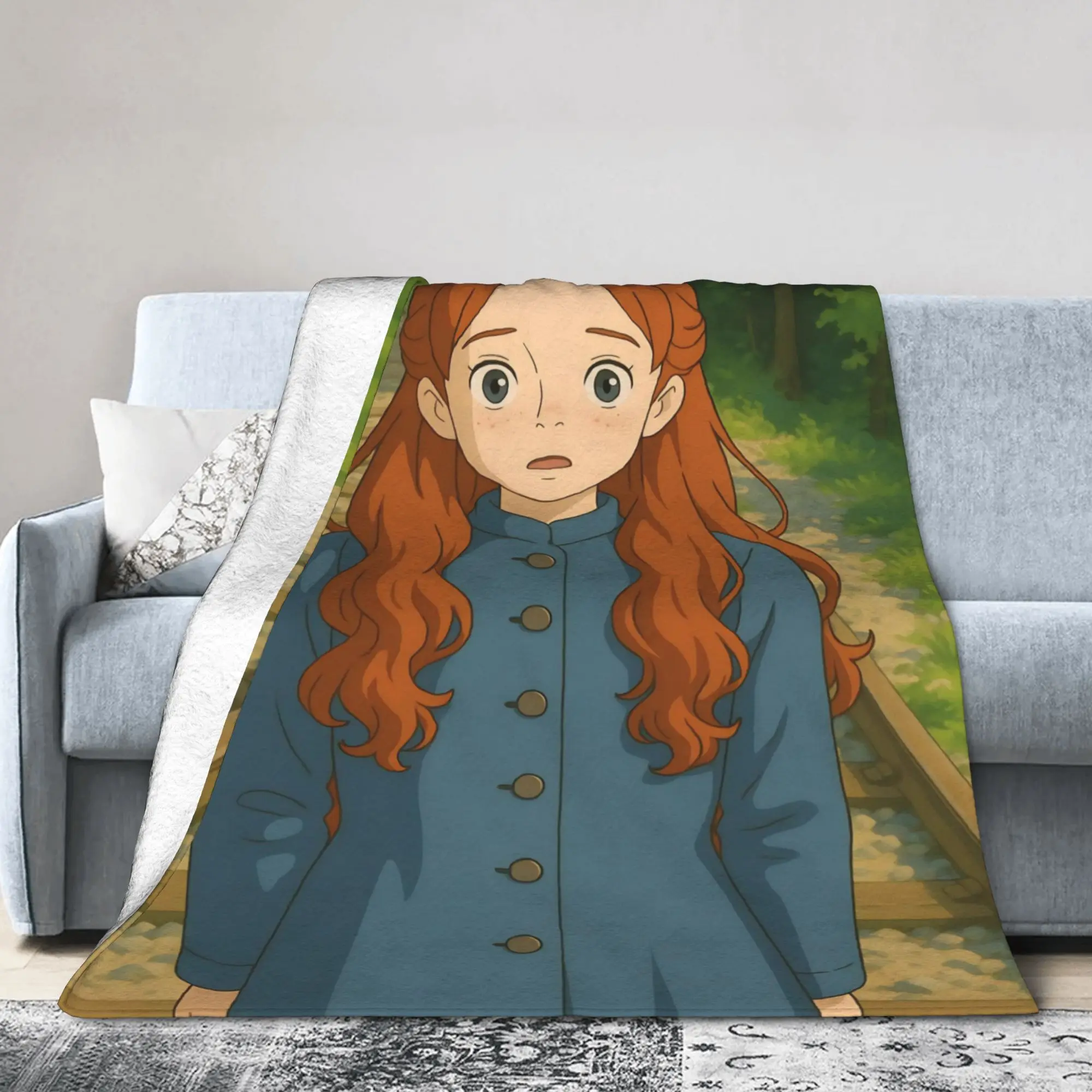Comfortable A-Anne Shirley Cartoon Blanket Stuff Sofa Decorative  Throw Blankets Lightweight Thin Fleece for Office