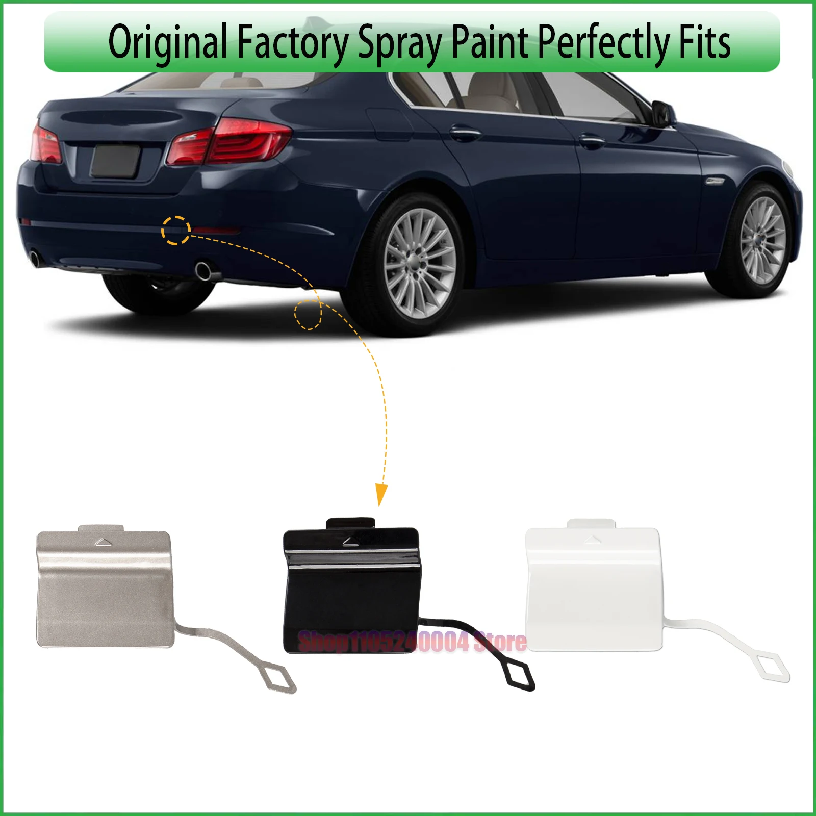 For BMW 5 Series F10 F18 528i 535i 550i Sedan 2011-2013 Rear Bumper Tow Hook Cover Cap Genuine Part 51127240133