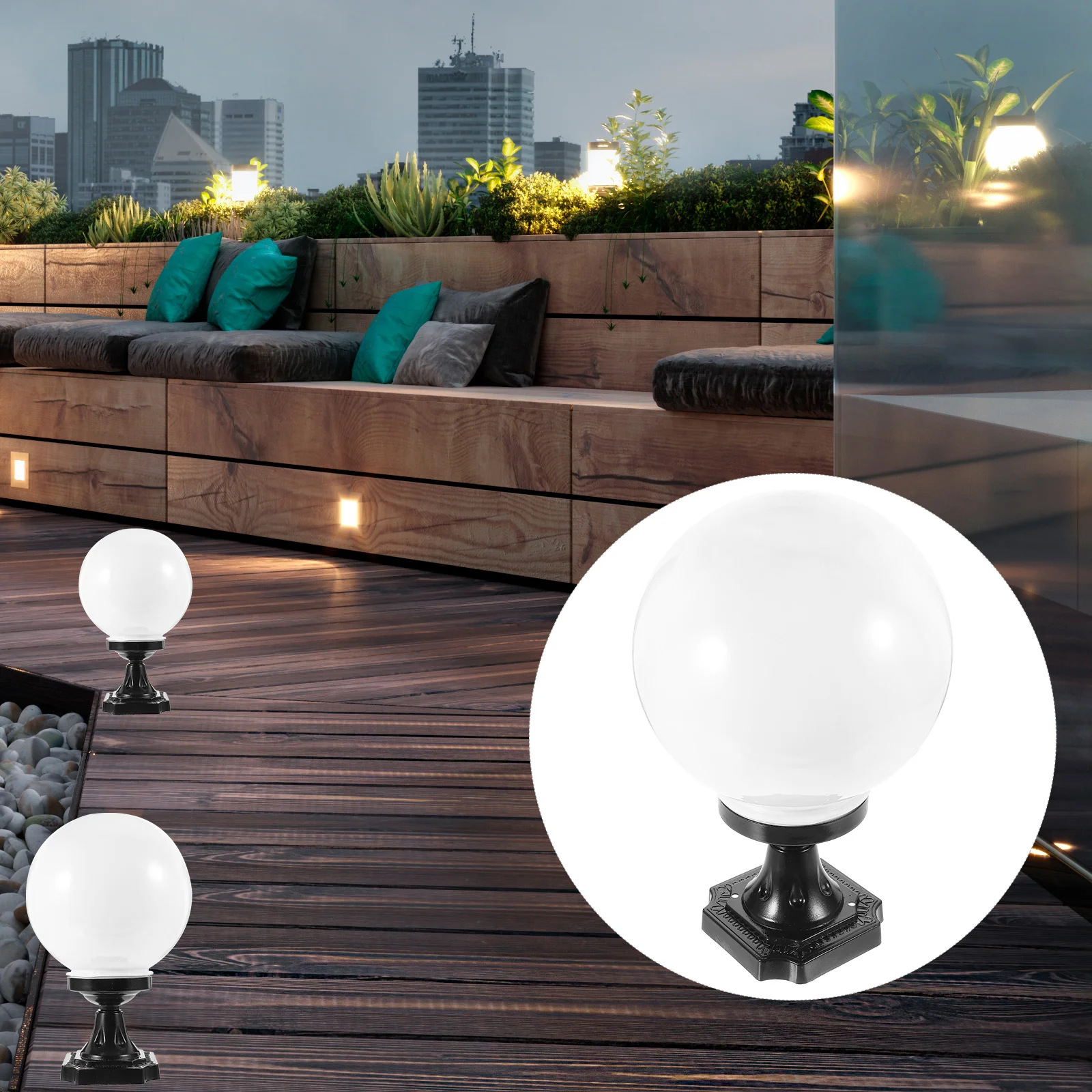 

Garden Globe Lampshade Deck Post Outdoor Ball Lights Pillar Lantern Decorate Wall Acrylic Patio