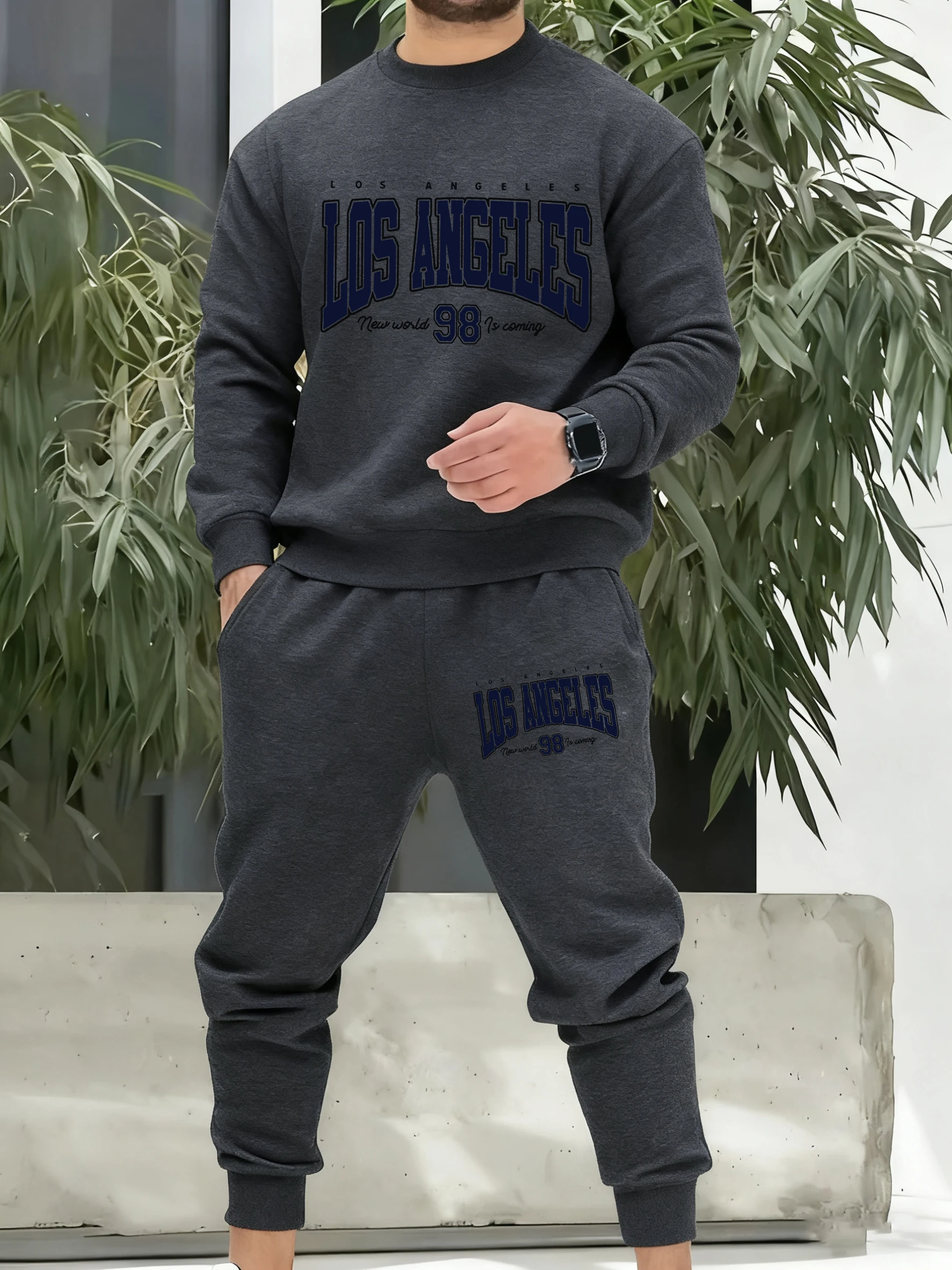 

Famous City In The United States Print Tracksuit Men Autumn Fleece Sportset Simple Fashion Pants Unisex Basics Loose Clothes