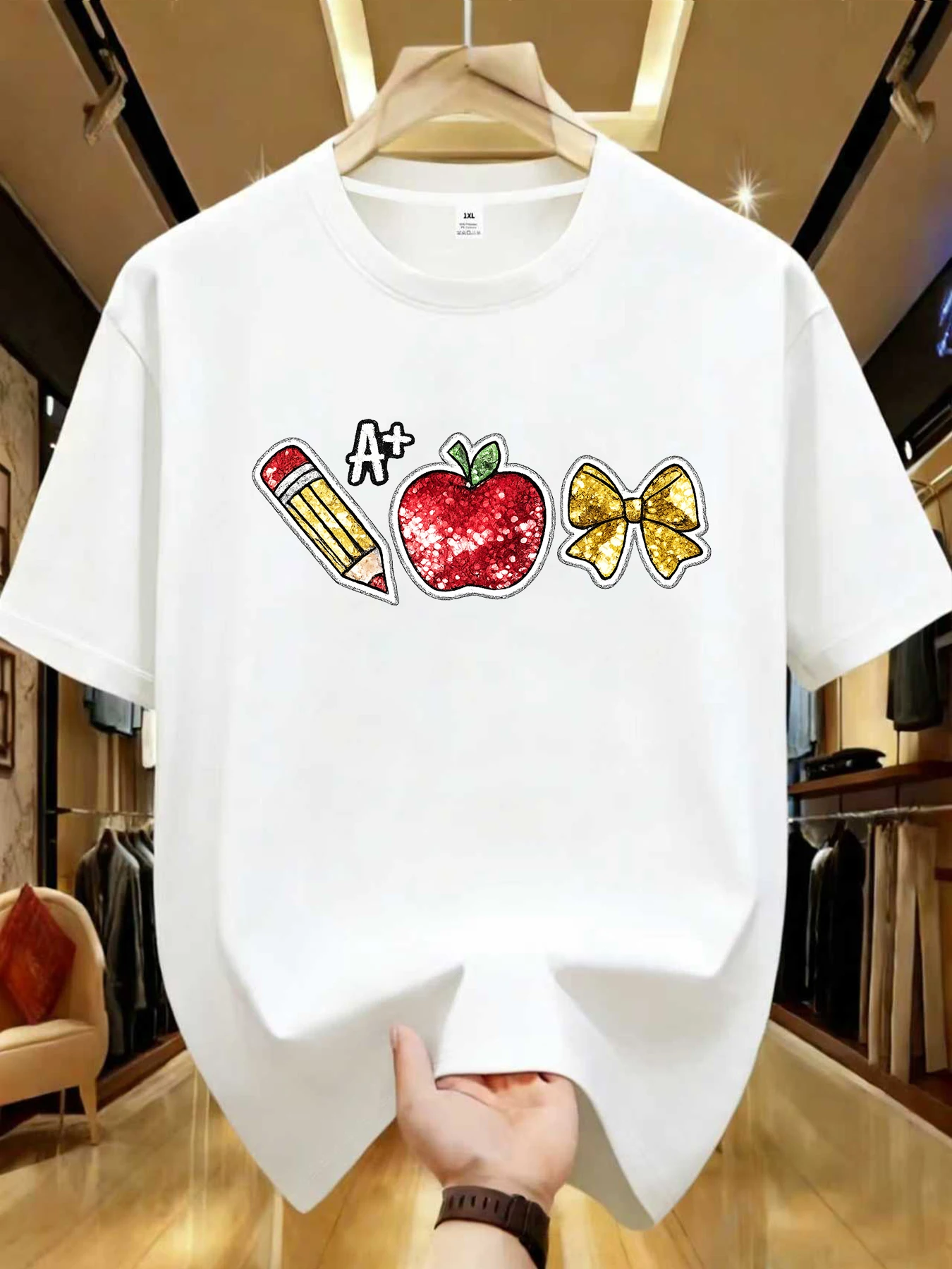 

【WDS01366】Женская футболка больших размеров с креативным принтом и круглым вырезом, летняя повседневная футболка с короткими рукавами, универсальная, в уличном стиле