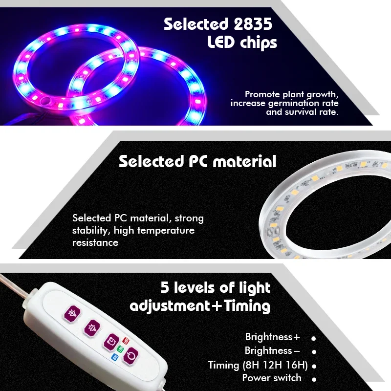LED melek yüzük büyümek işık DC 5V USB fitolamp bitkiler için tam spektrum kapalı bitki sera fidan ev çiçek için lambalar