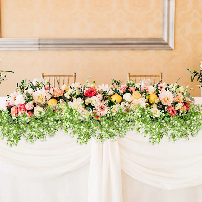 175cm Artificial Baby Breath Flower Vines Faux Real Touch Gypsophila Garland for Wedding Home Arch Indoor Outdoor Decorations