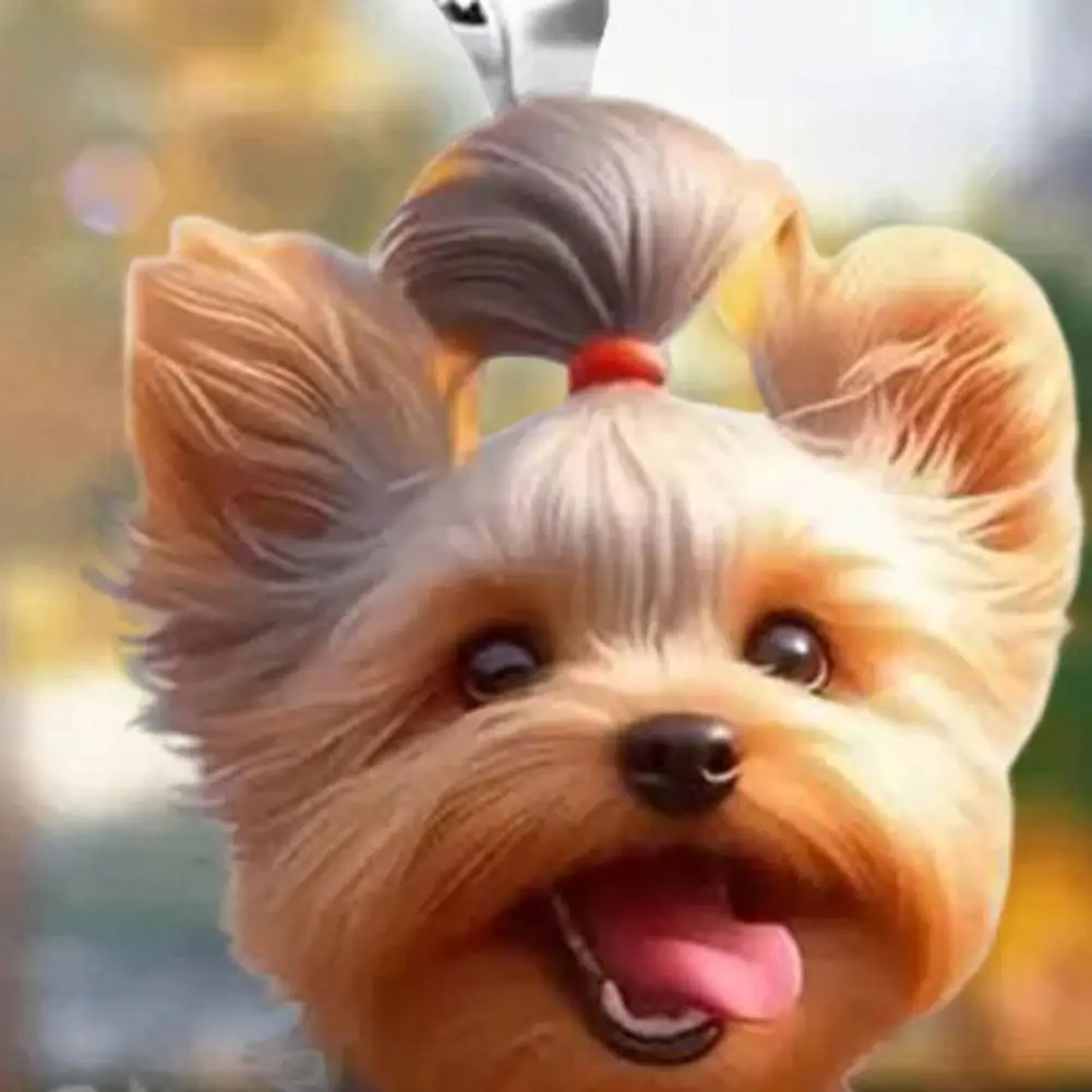 Unique Car Decoration Dog Christmas Ornament 2d Acrylic Cartoon Dog Pendant Hanging Keychain Decoration with Lanyard Flat Auto