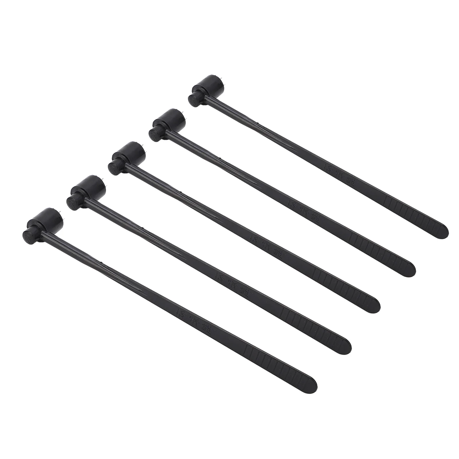 5PCS Plum Blossom Dermal Hammer Single End Black ABS Handle Stainless Steel Industry Use