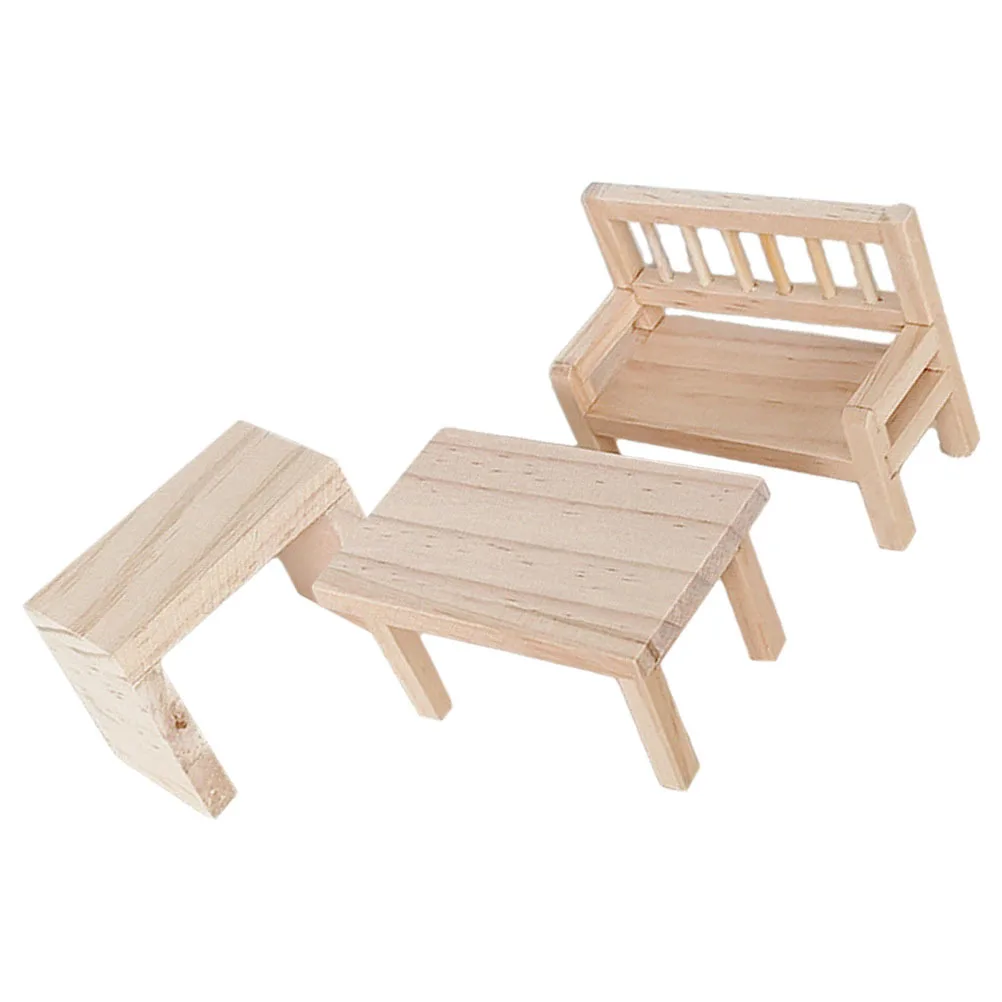 

1 set 1 Set Miniature Table Chair Set Mini Wood Chairs House Layout Prop For Tiny House Decor Miniature Furniture Accessories