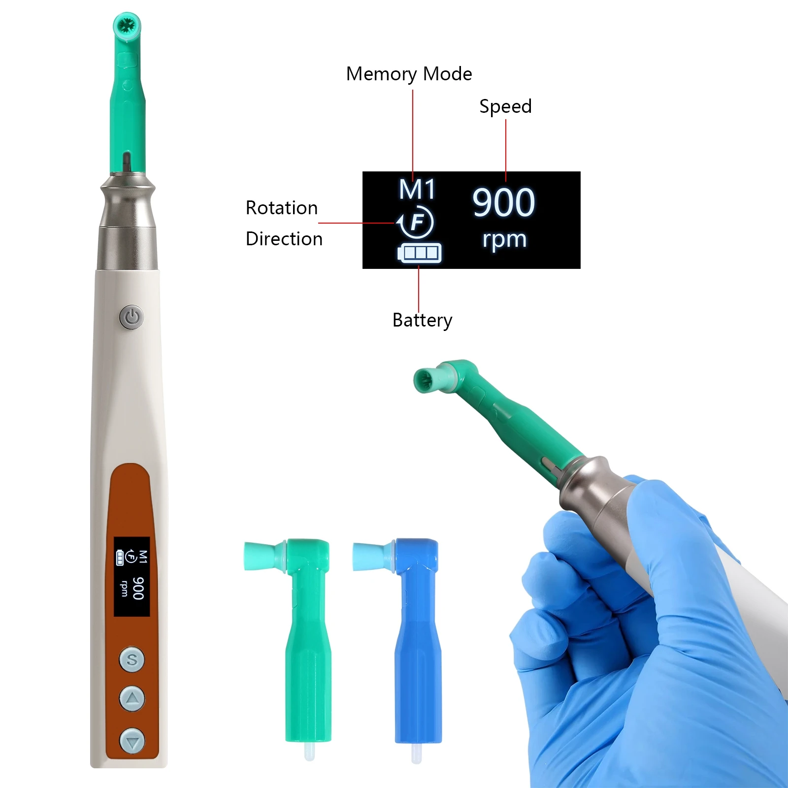 Portable Dental 4:1 Electric Hygiene Prophy Handpiece Cordless 360° Swivel Polishing / 90° / 105° prophy angles