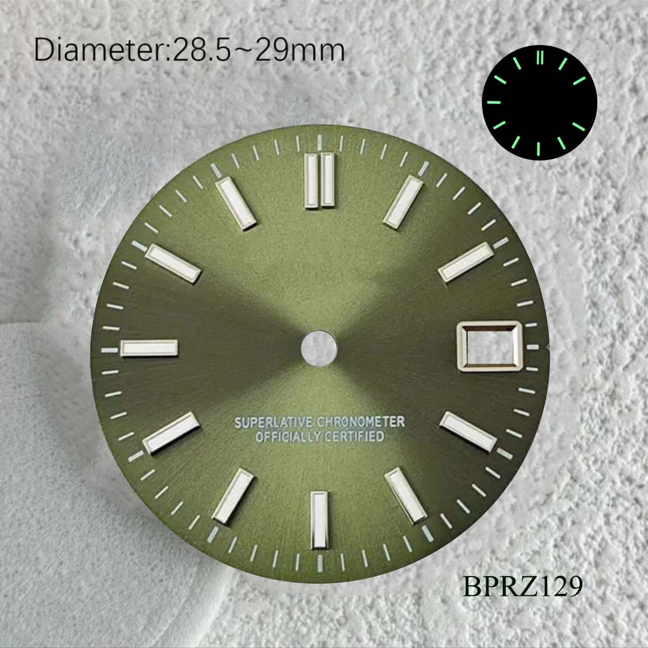 28.5mm S Logo Green Light Date Emitting Dial NH dial 35 dial Automatic Movement 29mm Green Digital Scale Hot Selling s blue Dial