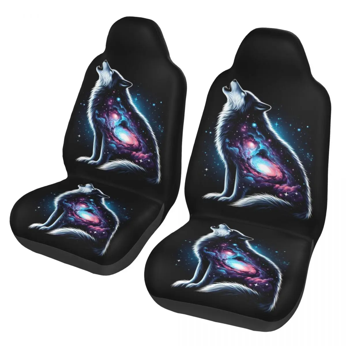 

Набор чехлов на автомобильное сиденье Lunar Wolf With Galaxy Space, комплект из 2 предметов для автомобилей, внедорожников, универсальные защитные аксессуары