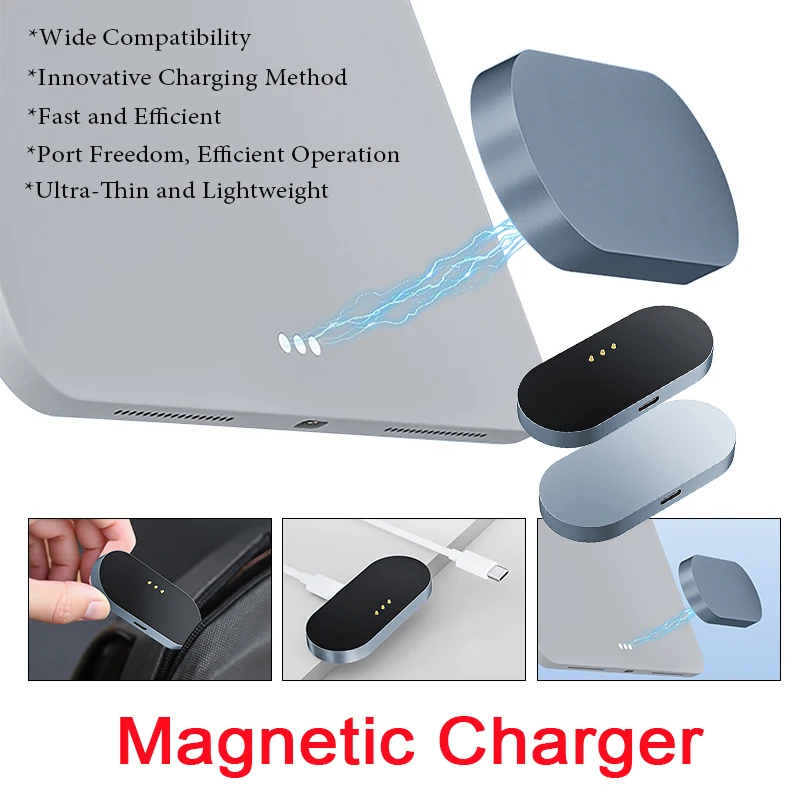 

11/12.9 inch 18W (Max) Aluminum Alloy Magnetic Contact Charger Fast Charger Smart Wireless Charging Pad Compatible with iPad