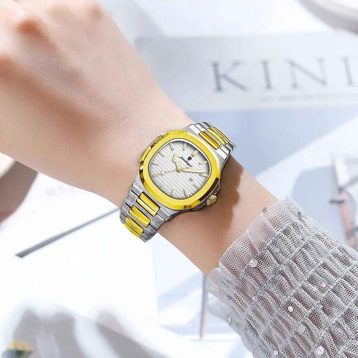 POEDAGAR ساعة كوارتز أصلية للنساء من الفولاذ المقاوم للصدأ مقاومة للماء ساعة مضيئة للسيدات تاريخ موضة أنيقة ساعات نسائية Reloj #6