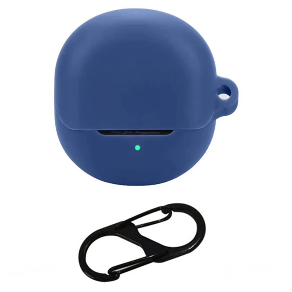 For SoundPEATS Air5 Lite Silicone Case with Anti Lost Buckle Bluetooth-compatible Earphones Protective Cover - Dark Blue